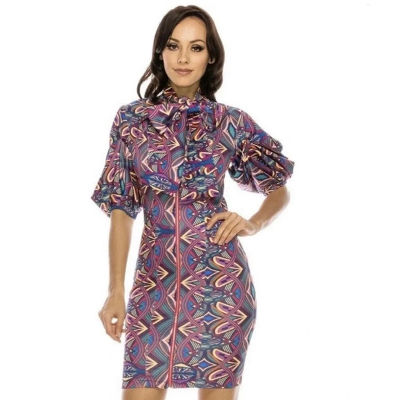 Voila Dresses & Skirts - NWT Pucci Style Pink Purple style fitted wiggle dress - Medium